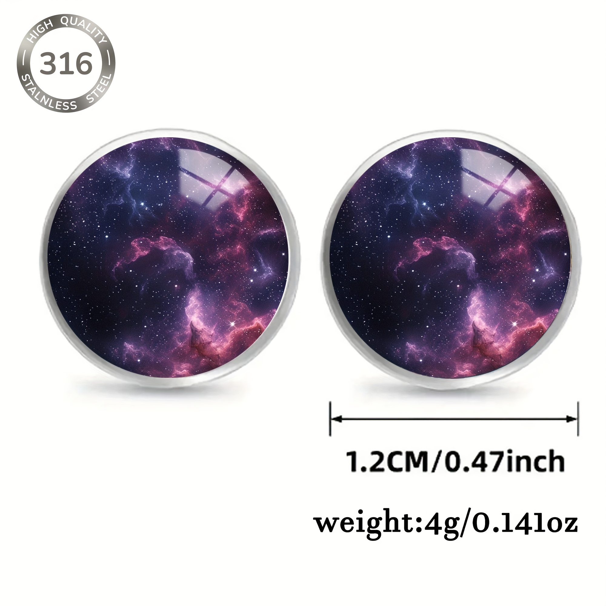 Cosmic Nebula Pattern Stainless Steel Earrings for Daily Wear